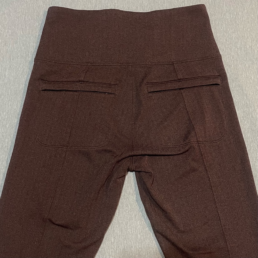 Athleta Delancey Herringbone Tight Brown Leggings Size Small Petite Workwear - Picture 9 of 11